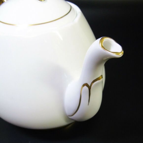 VTG Windsor England c1950 Porcleain TEAPOT Caribbean Gold Blue Peacock MCM - Picture 9 of 12